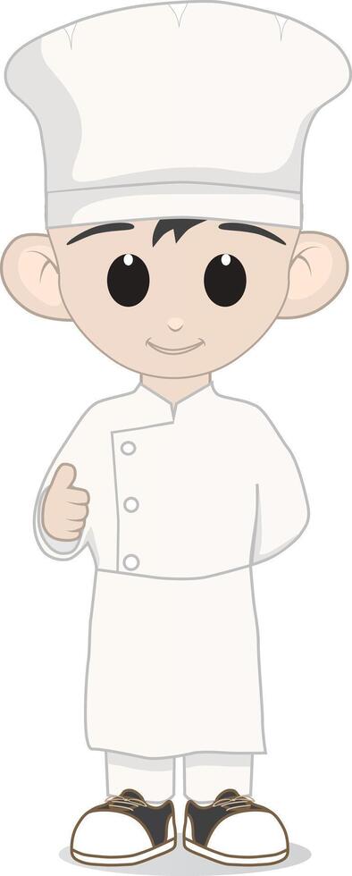 Cartoon of a little chef giving a thumbs up vector