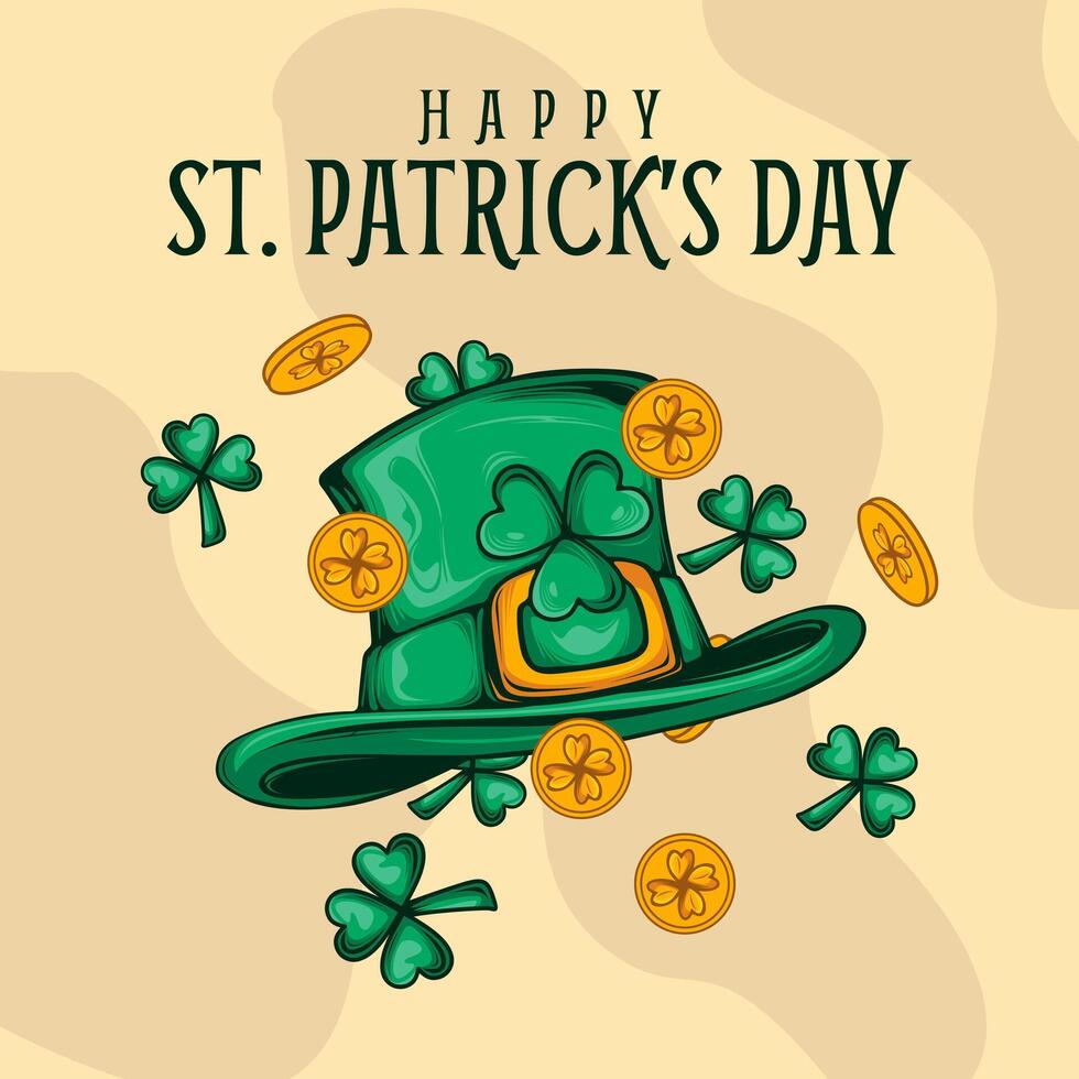 patrick's coin hat illustration art vector