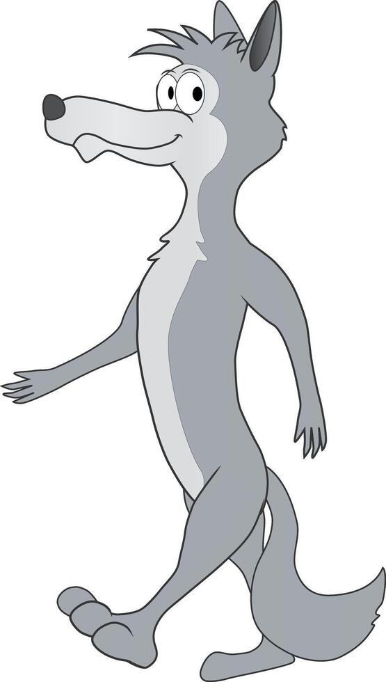 Cartoon of a funny wolf walking vector