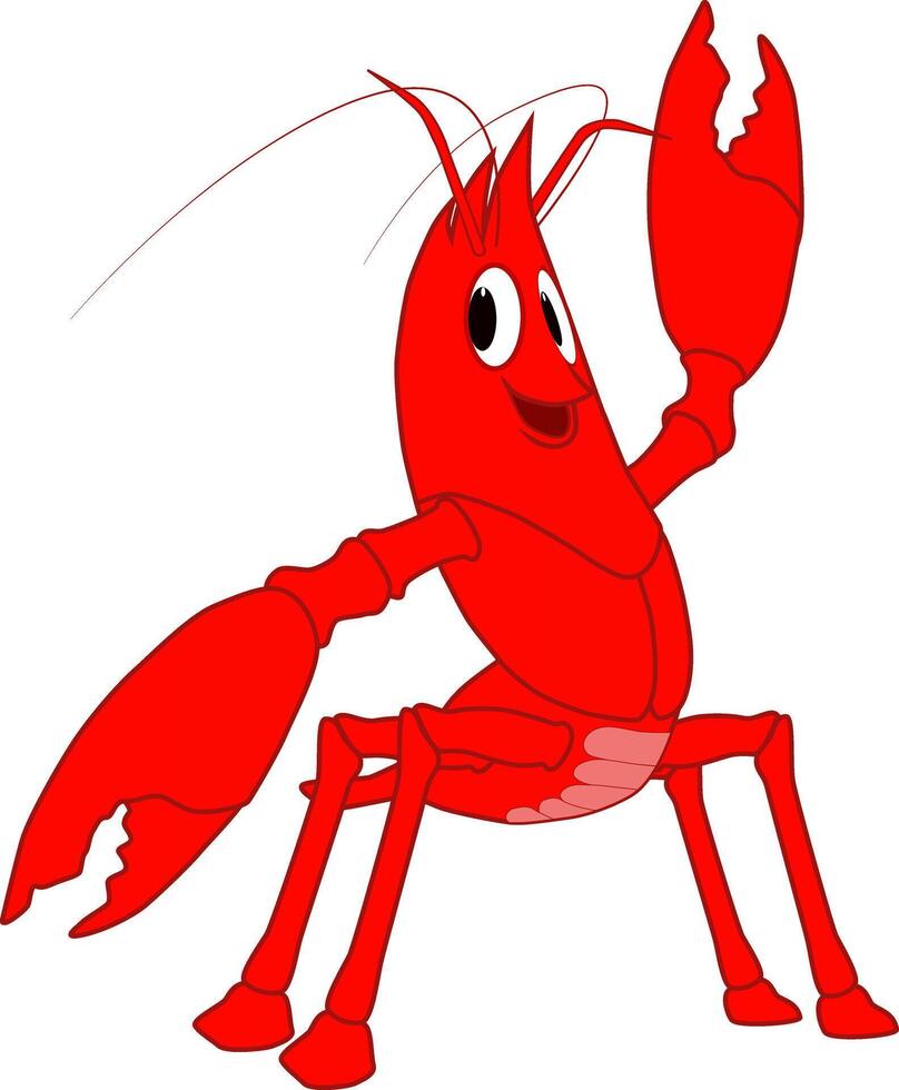 Cartoon of a funny lobster waving vector