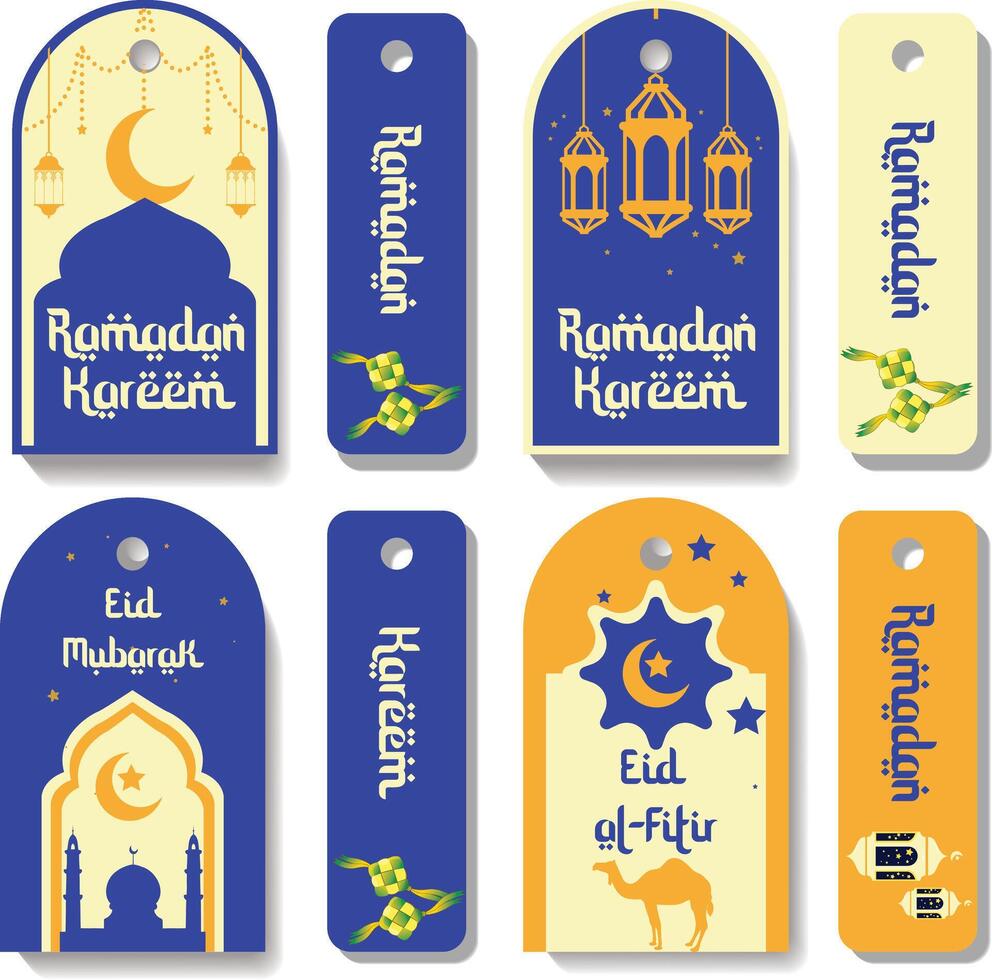 Labels for Ramadhan kareem for eid al-fitr vector