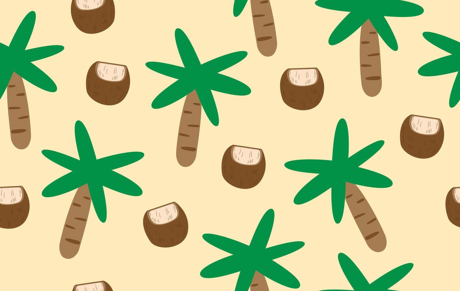 Summer pattern seamless fabric summer season. coconut tree and coconut pattern on yellow. Designed for background ,wallpaper ,summer pattern ,wrapping paper ,travel ,holiday ,weekend ,vacation ,trip vector