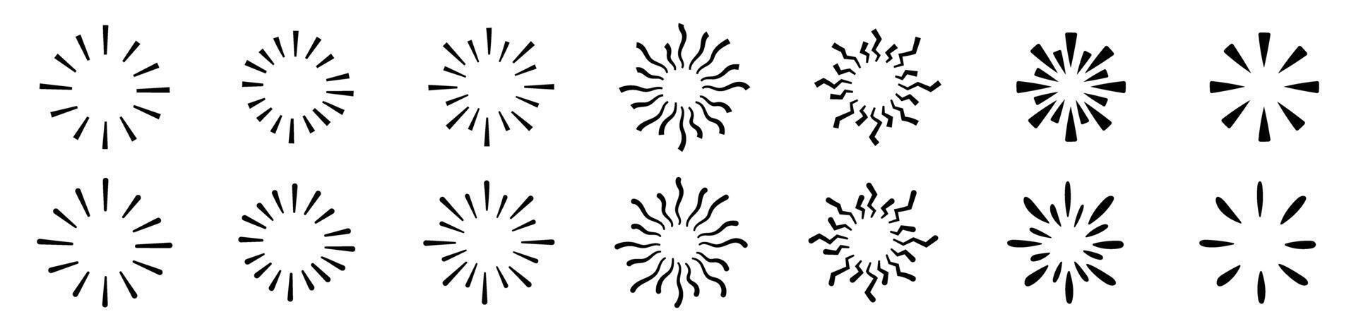 radial sun burst blast explode sun ray drawing doodle hand drawn sketch vector
