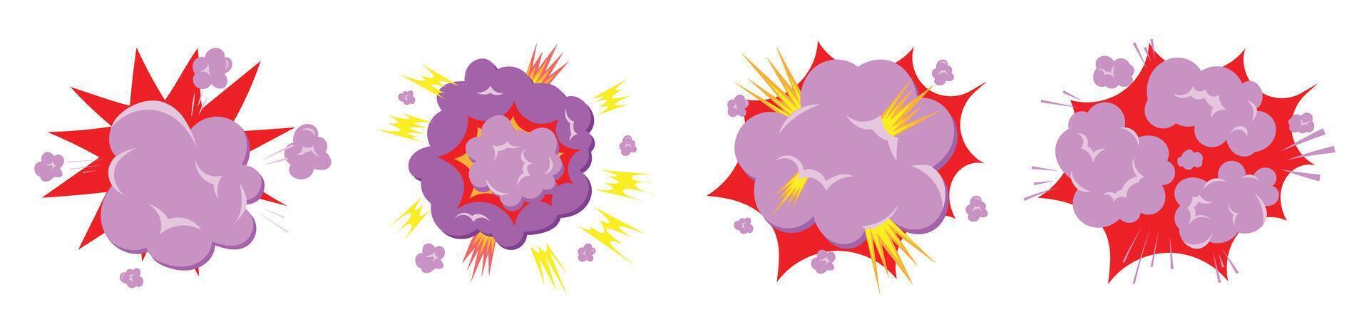 explosion smoke cartoon explossive bomb cartoon comic effect hand drawing doodle vector