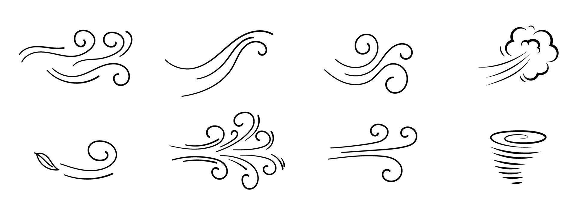 doodle wind hand drawing swirl sketch line vector