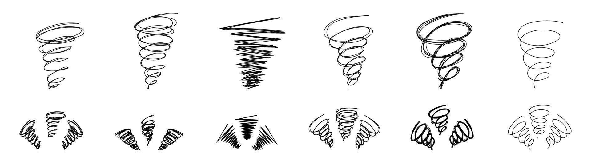 tornado doodle dizzy manga anime cartoon effect confuse expression hand drawing sketch vector