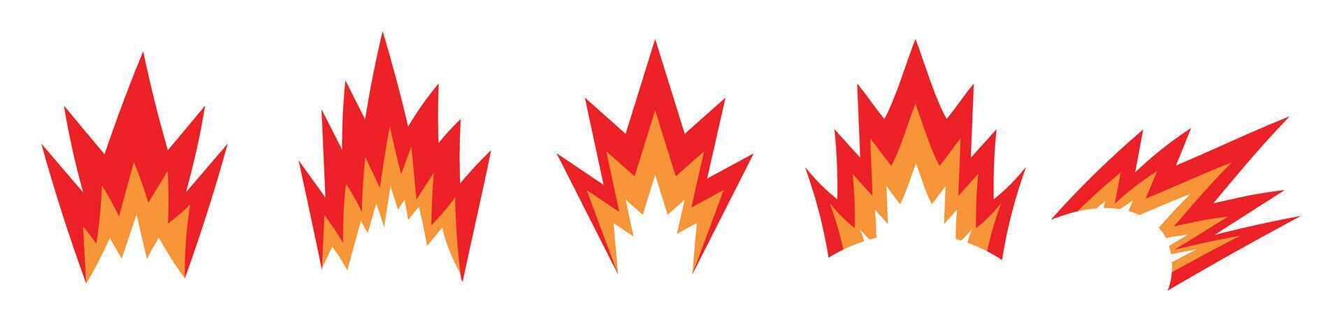 red power damage effect cartoon element fire vector