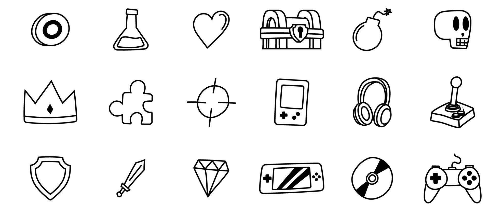 gamers doodle game hand drawing icon gaming device grunge sketch vector