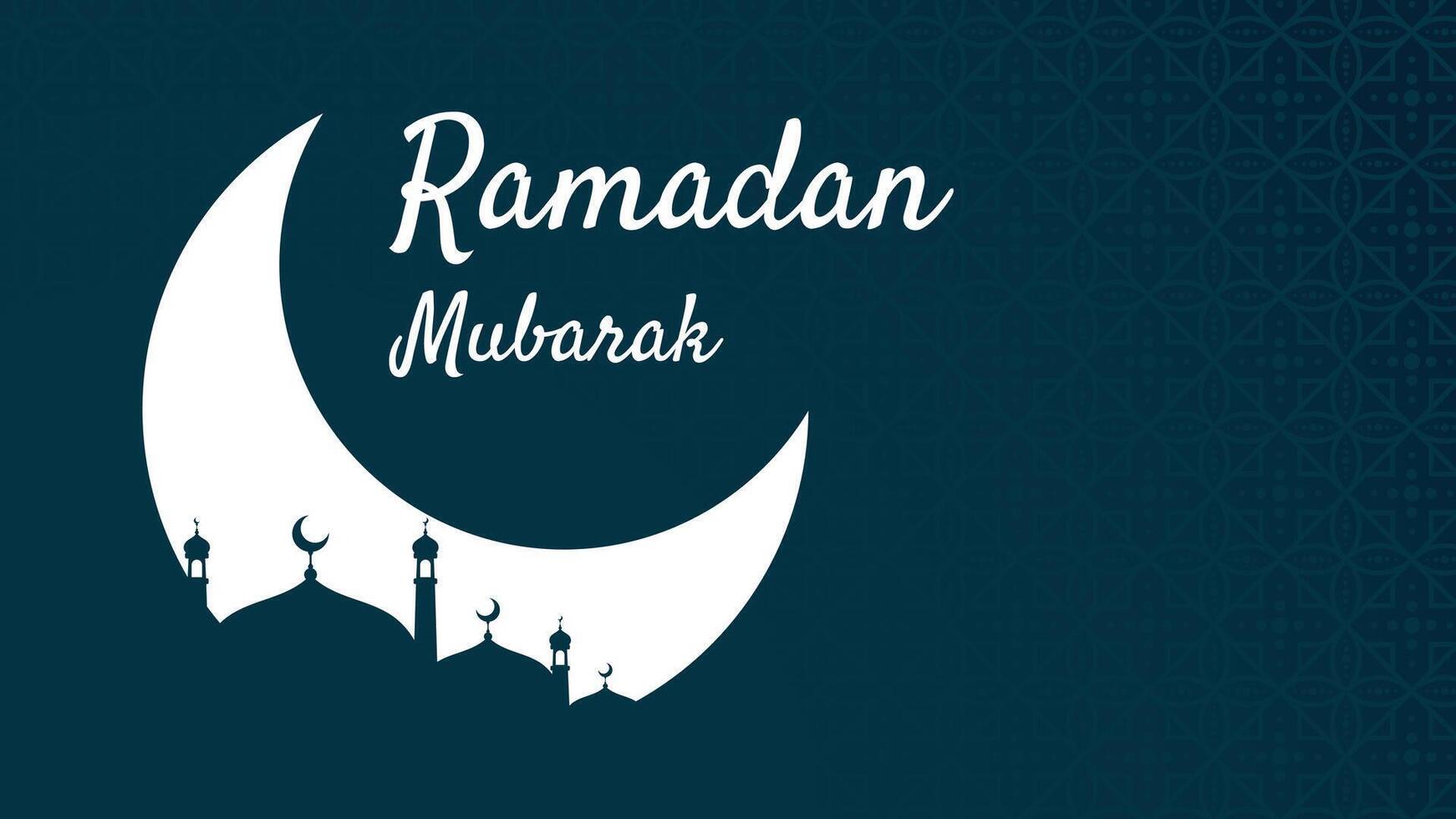 Ramadan greeting card moon and mosque dark background islamic fasting month vector