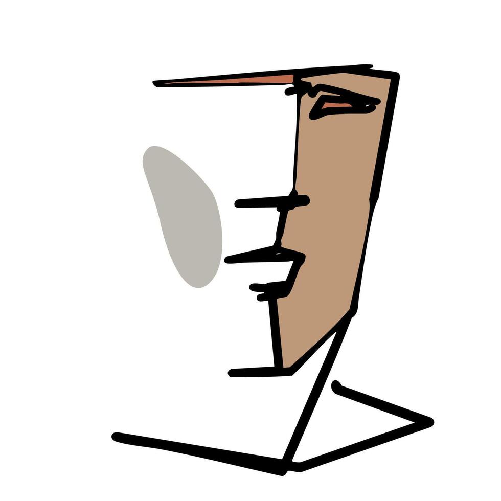 Portrait of a young man simple line illustration vector