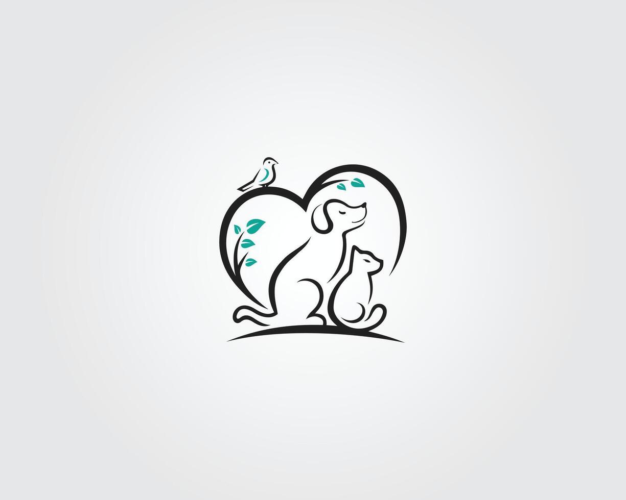 Dog cat and bird template veterinary logo design vector