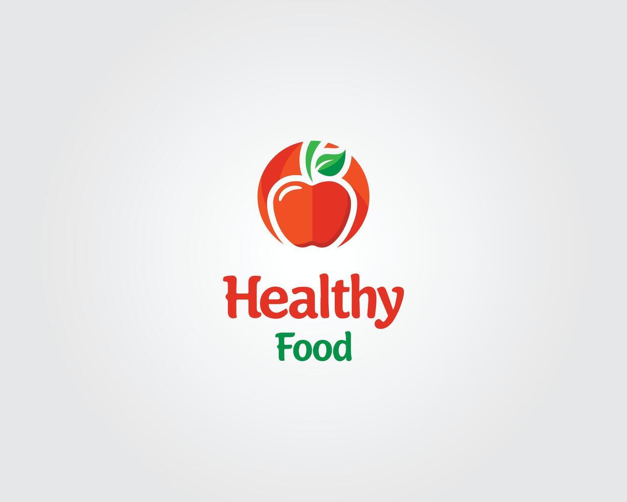 Apple food logo, health and organic food design vector