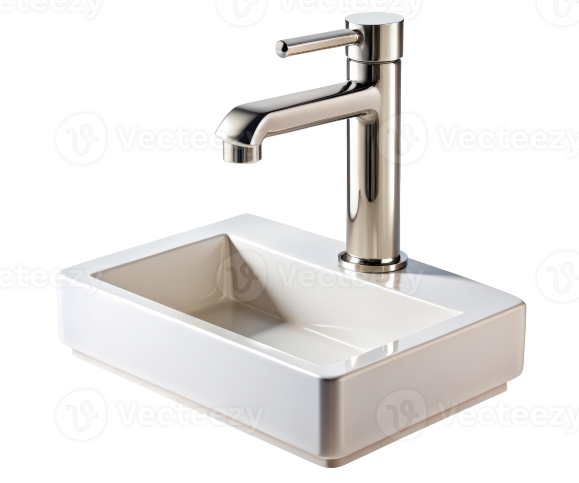 A modern bathroom sink with a square shape png