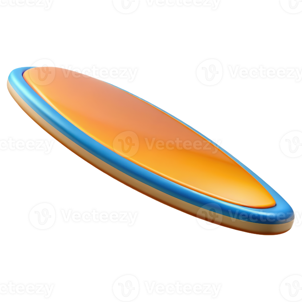 A surfboard with a blue and orange design png