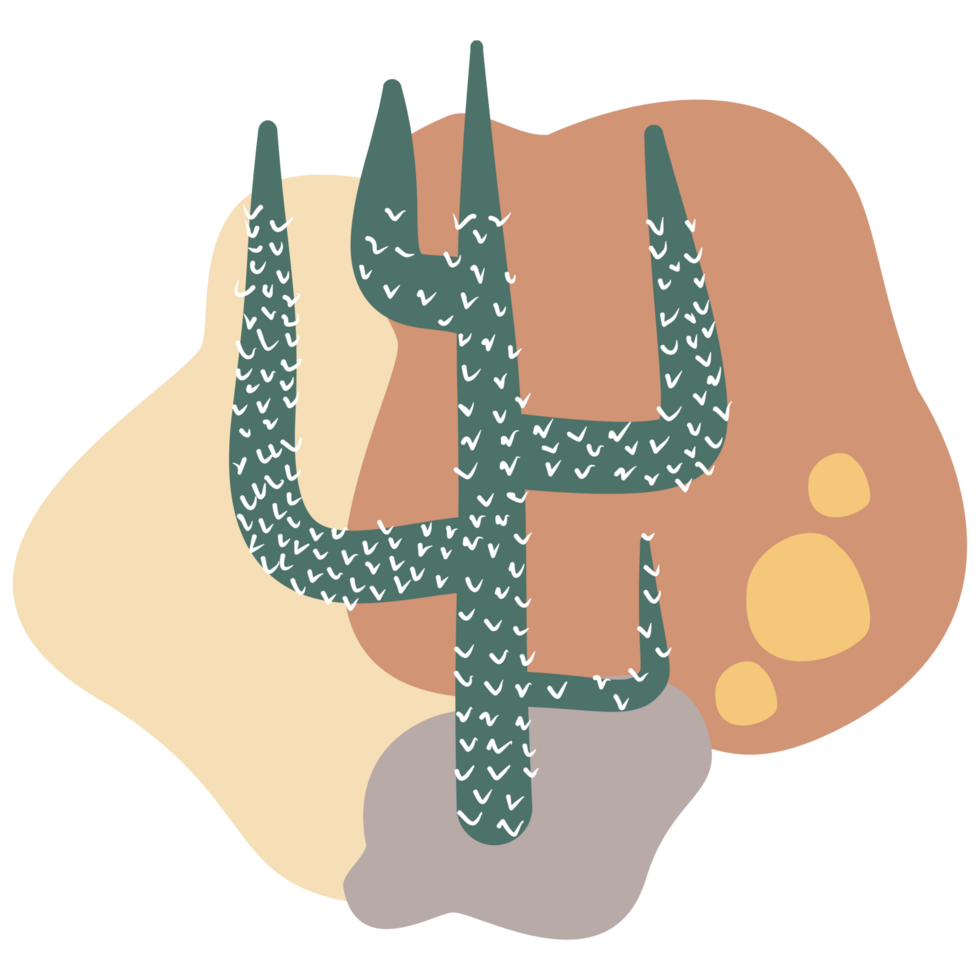 cactus plant icon with boho design png