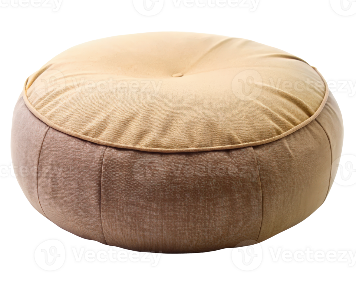 A round ottoman with a brown and tan cushion png