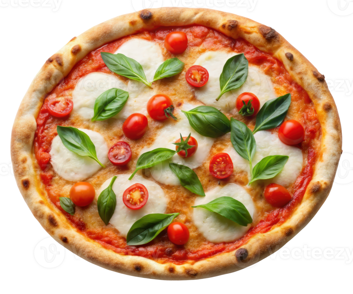 A pizza with mozzarella cheese and tomatoes png