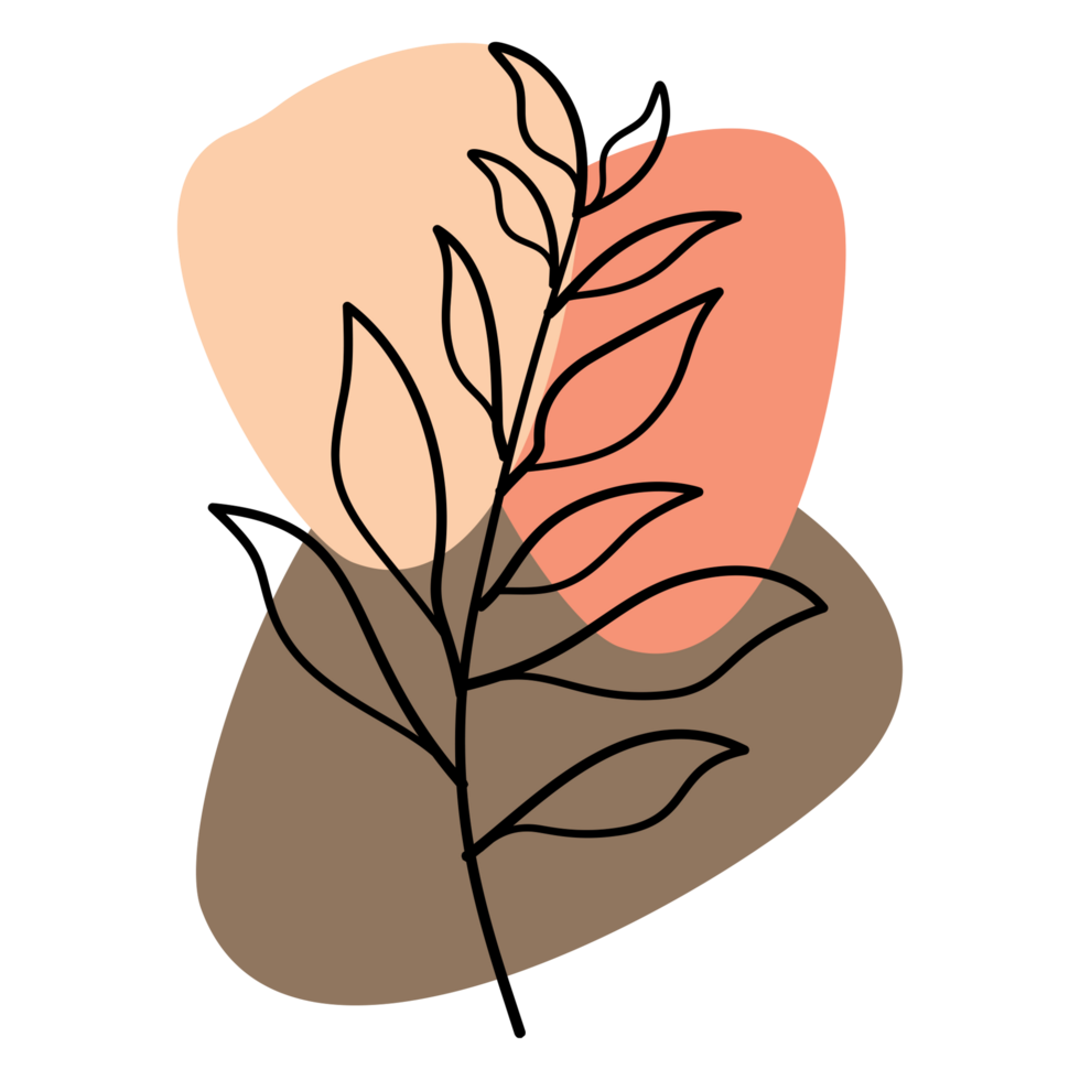 a leaf with a flower on it, with a background of a pink and orange color png