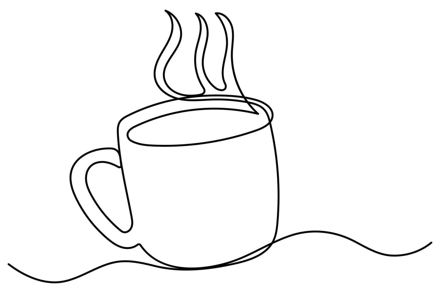 Continuous one line Tea cup, coffee symbol outline art illustration vector