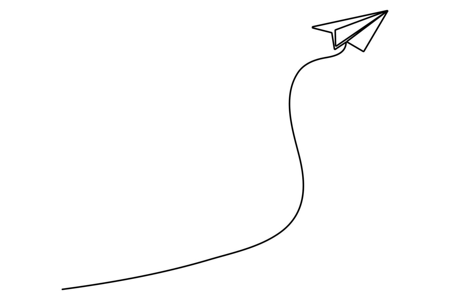 Continuous Paper plane one line hand draw sketch and outline art illustration of minimalist vector