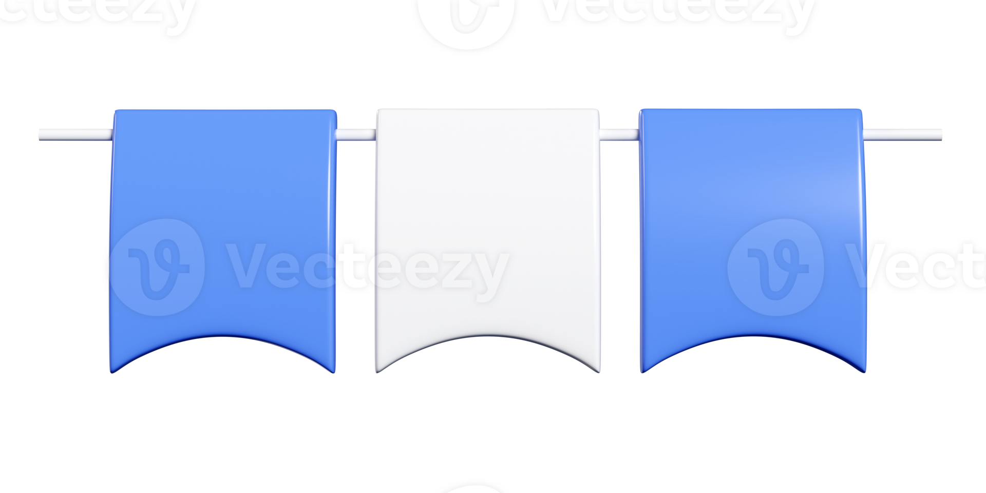 Party bunting 3d render with curved bottom flags png