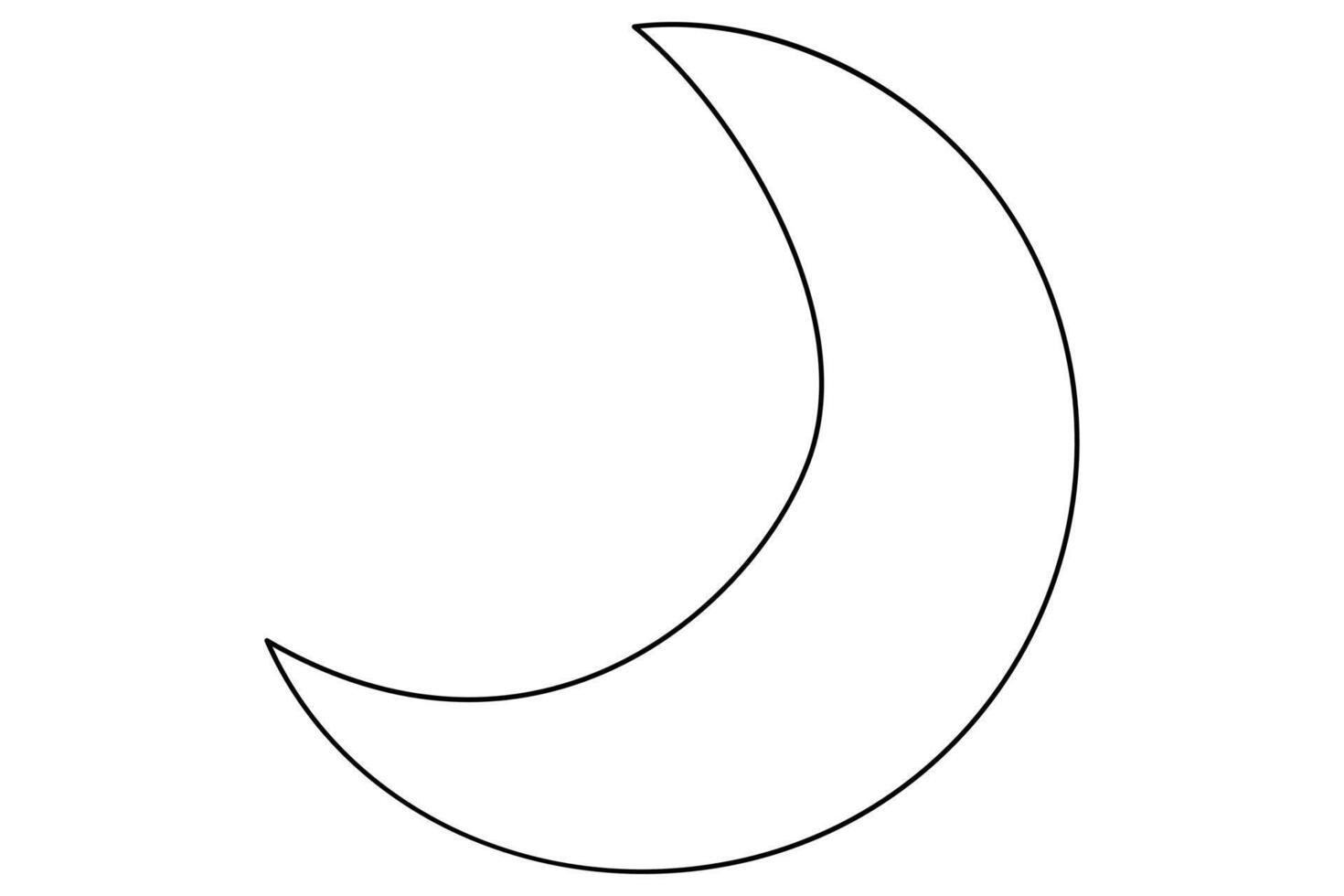 Continuous one line drawing Crescent moon single line outline art illustration vector