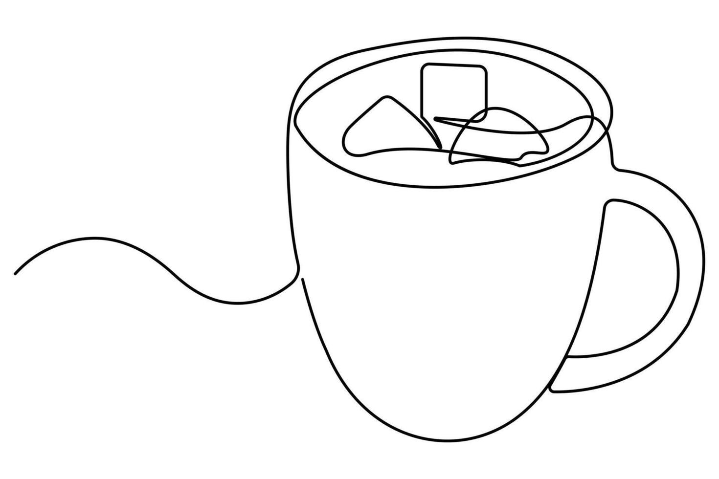 Continuous single line of Tea cup, coffee symbol drawing outline art illustration vector