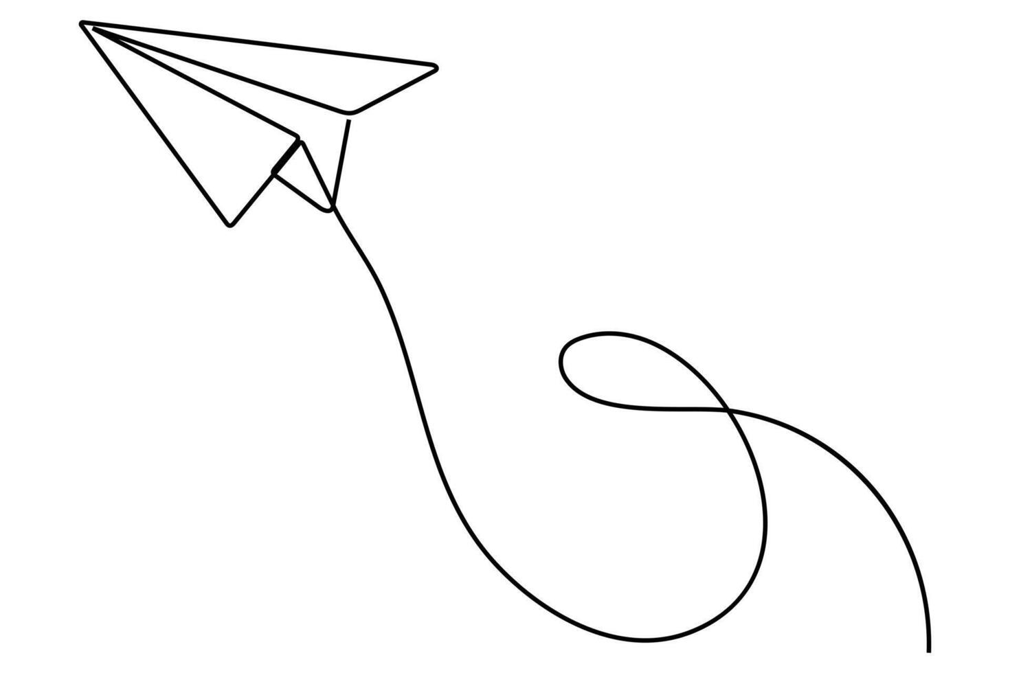 Continuous One line drawing of Paper plane single line art illustration Editable stroke. isolated on white background vector
