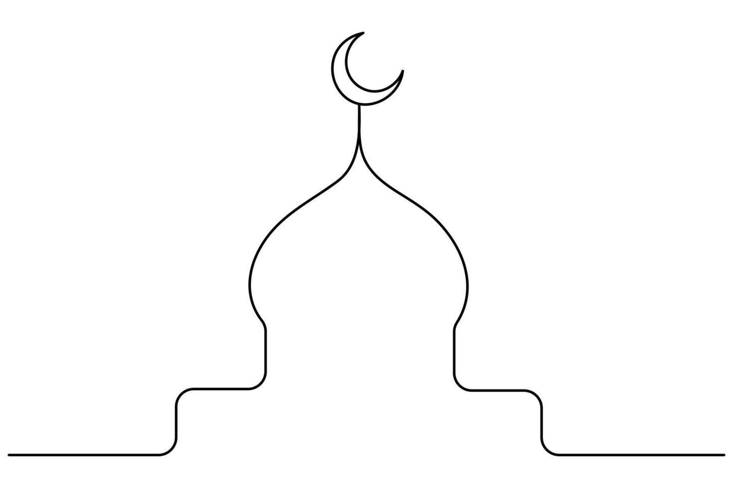 Mosque, ramadan islamic isolated on Heart concept single line outline art illustration vector