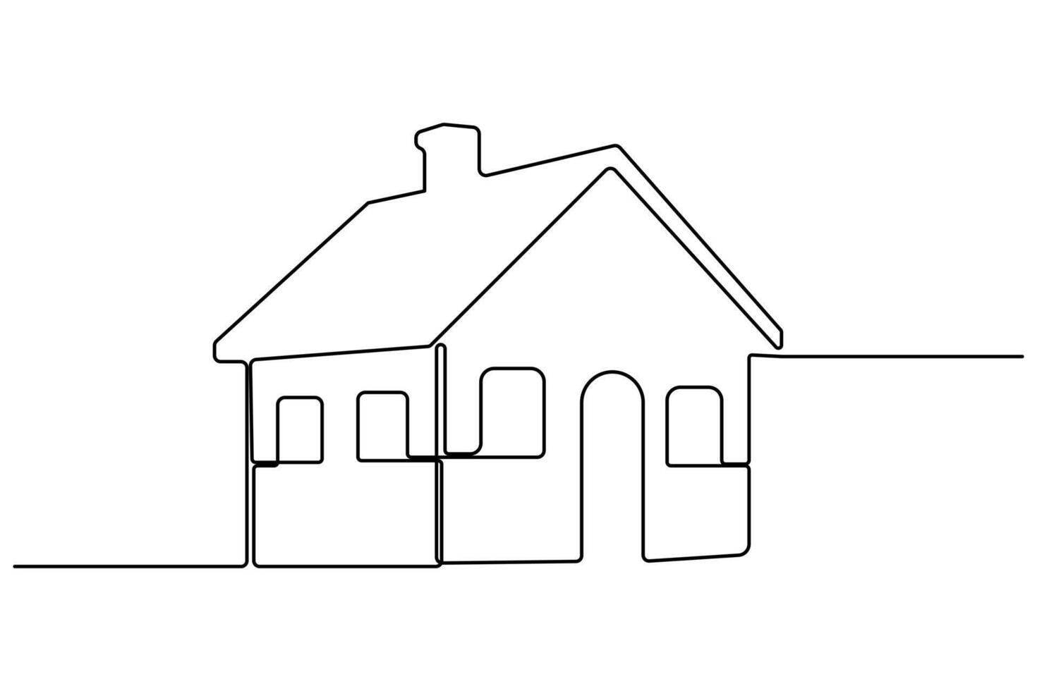 Continuous one line House symbol hand drawn outline doodle minimalist design vector