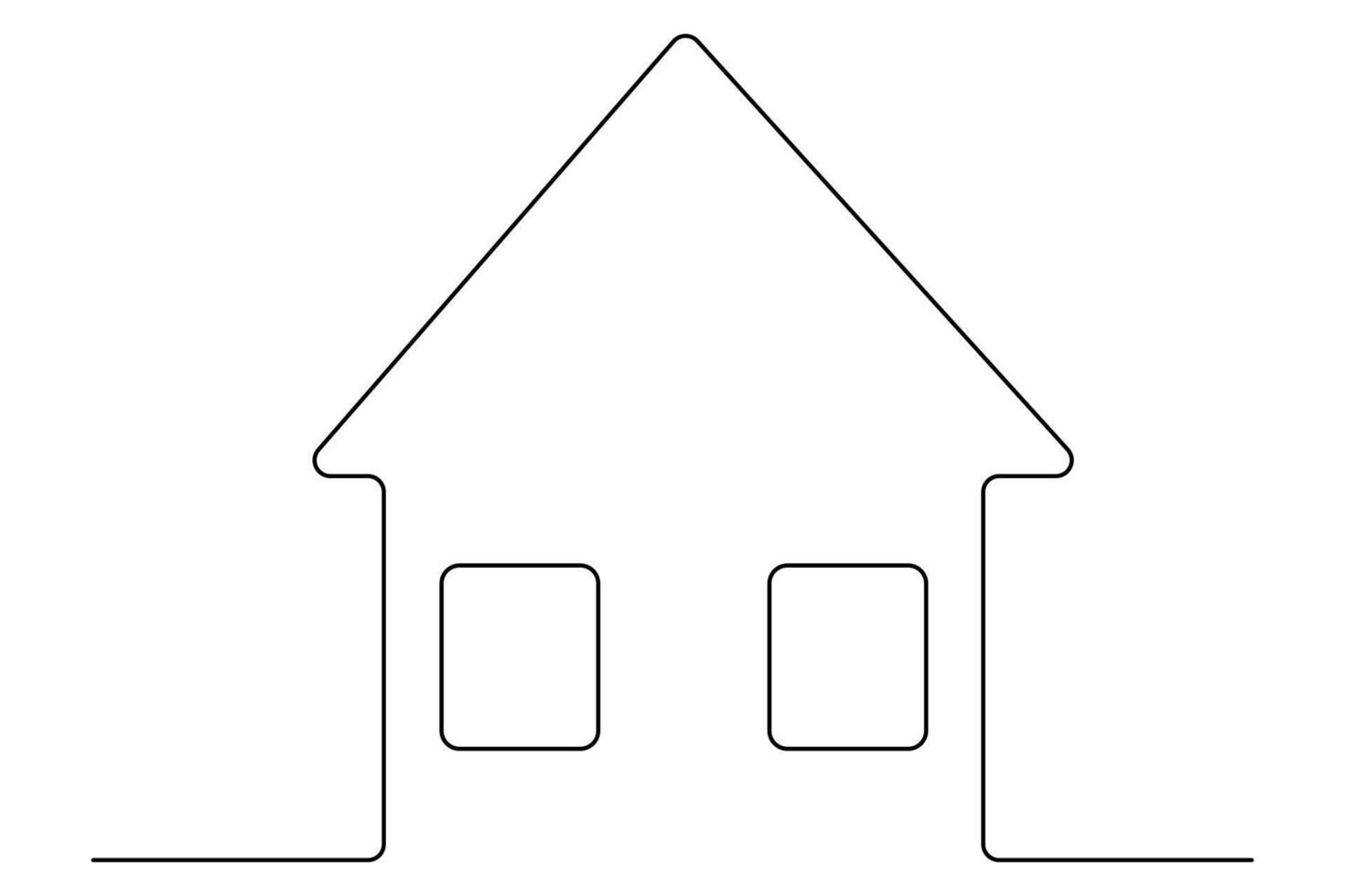 Continuous one line art drawing of House concept outline art illustration vector