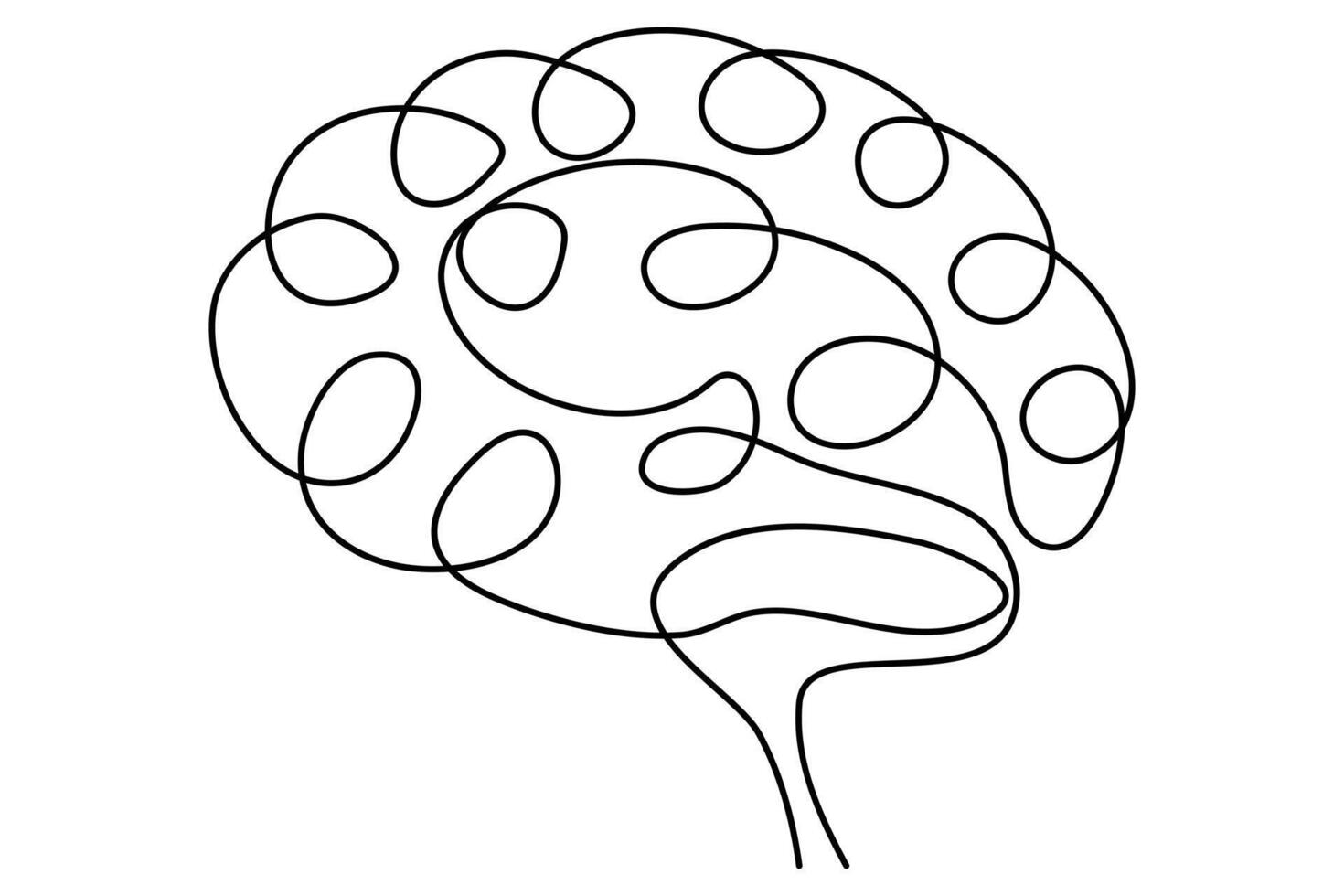 Human brain continuous one line drawing concept of Hand drawn minimalism style. brain line art illustration vector