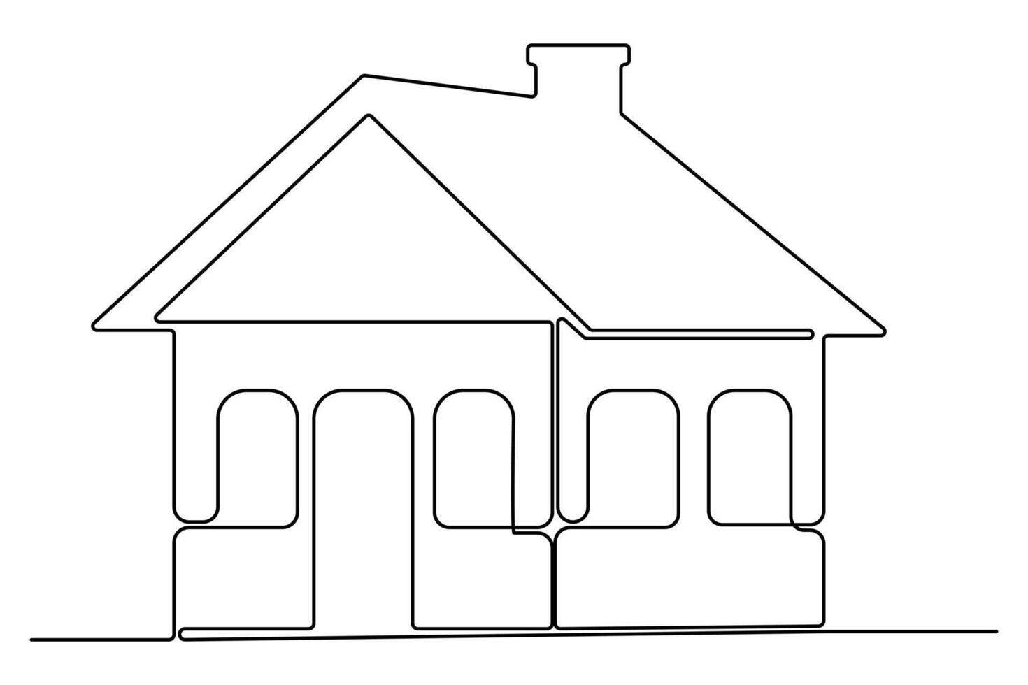 House icon outline illustration continuous one line art drawing and minimalist design vector