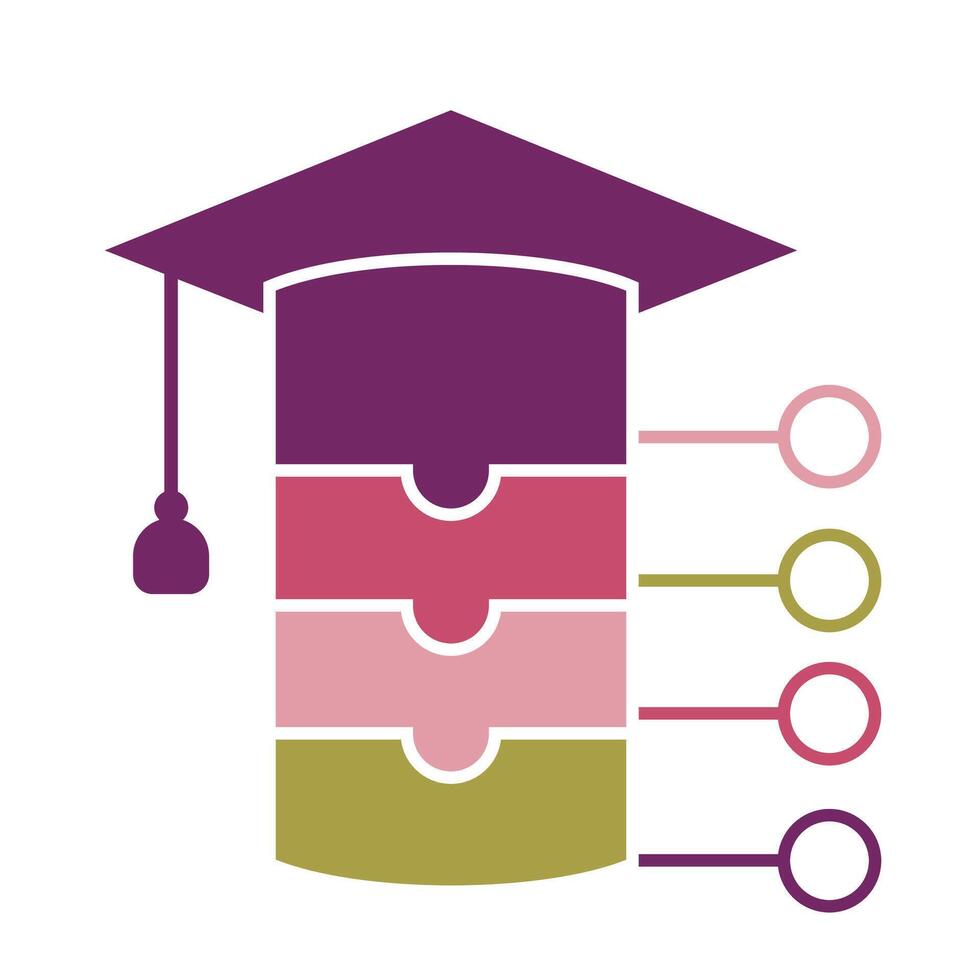 Graduation Puzzle Education Infographic With Text And icons stock illustration. Stroke Editable vector