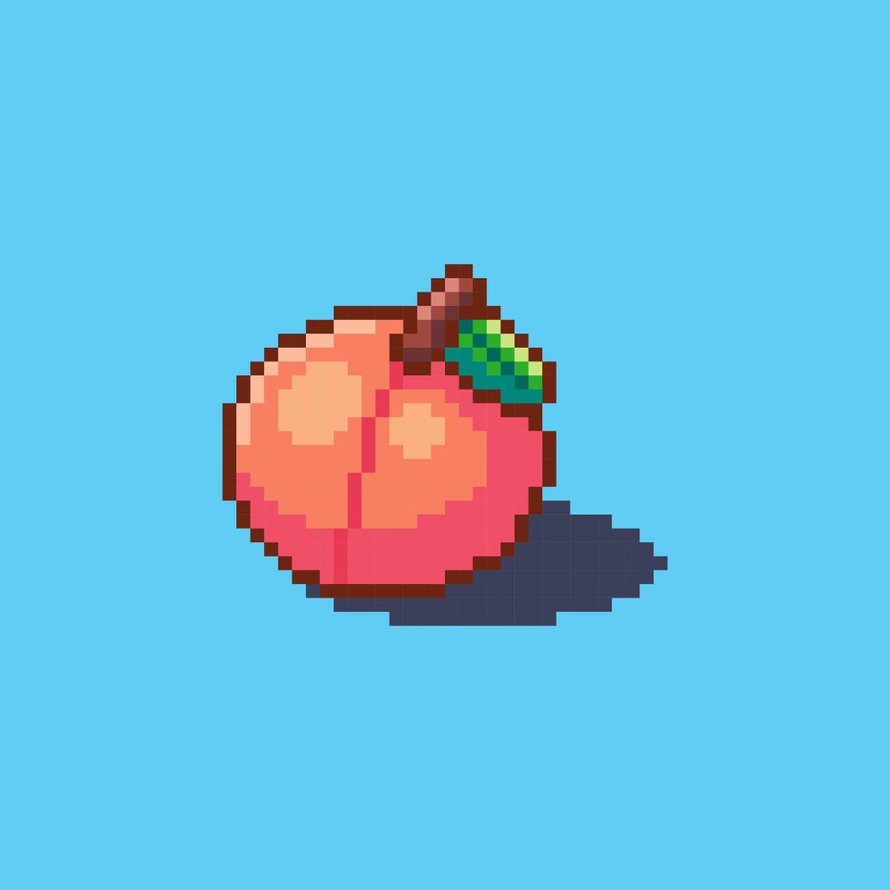 Pixel art Peach Fruit game asset design vector