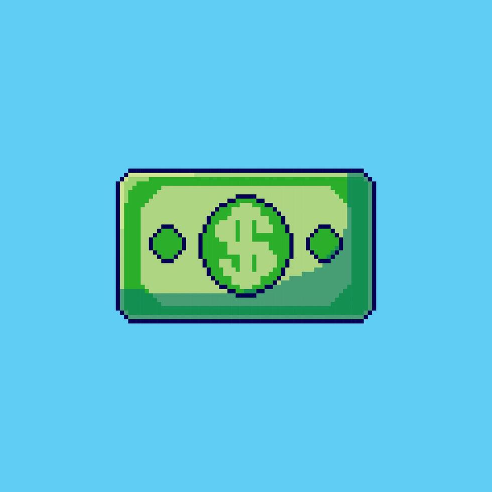 Pixel art Dollar Bill game asset design vector