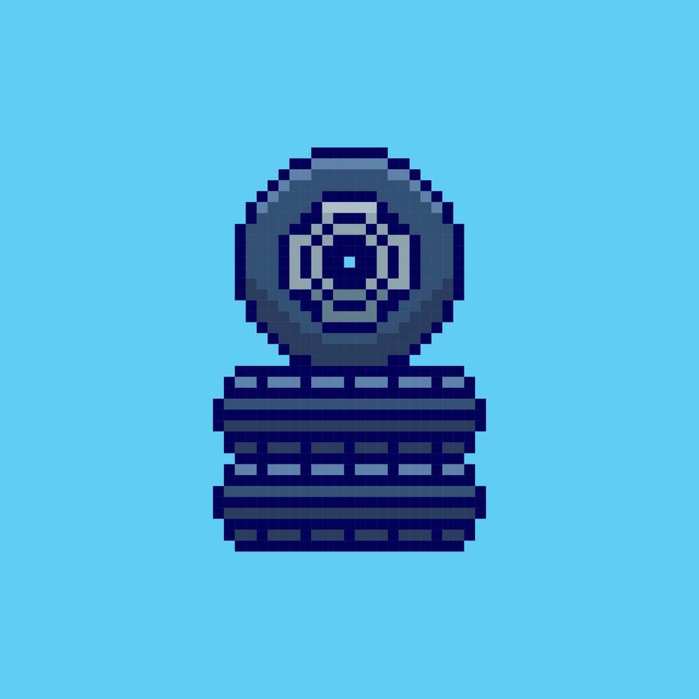 Pixel art Stack of Tires game asset design vector