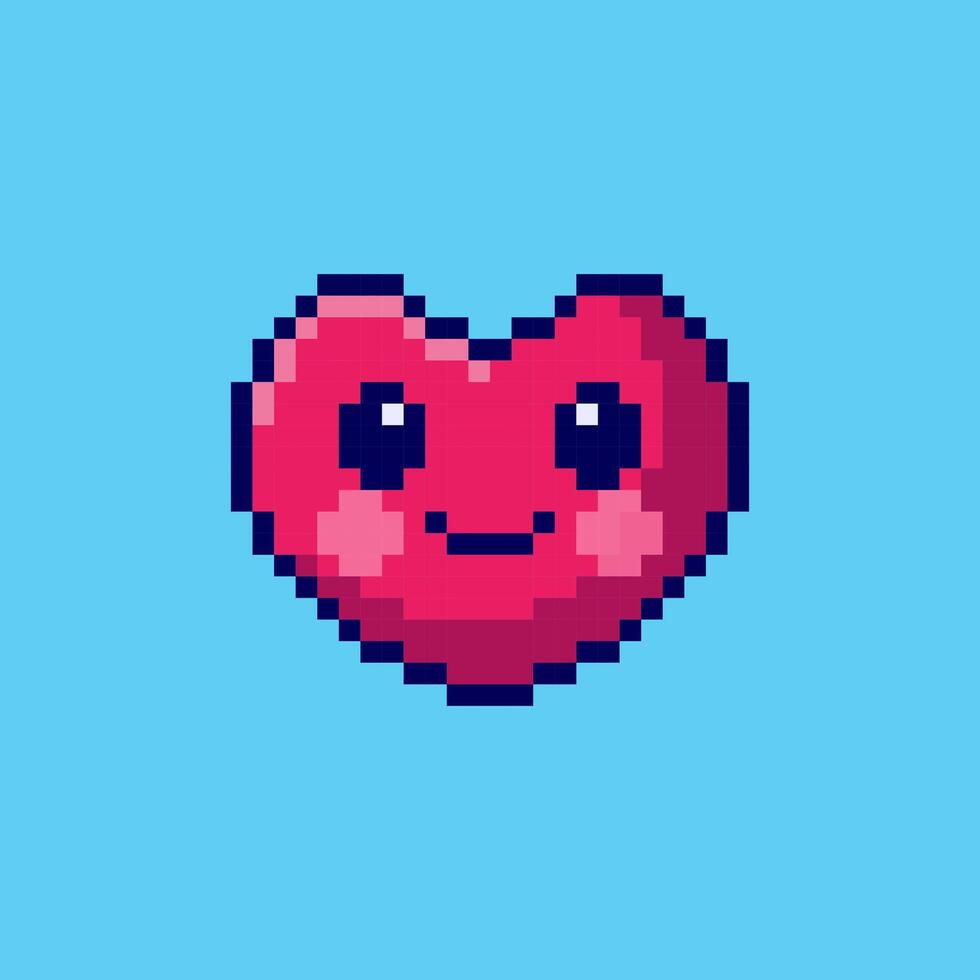 Pixel art Cute Heart game asset design vector