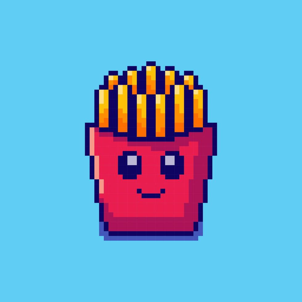 Pixel art Cute French Fries game asset design vector