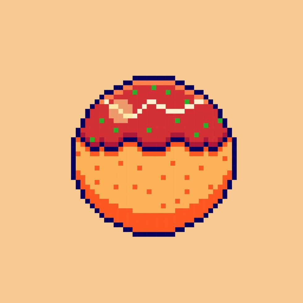 Pixel art Takoyaki game asset design vector