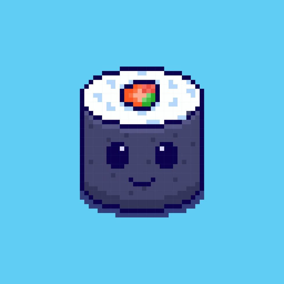 Pixel art Cute Sushi game asset design vector