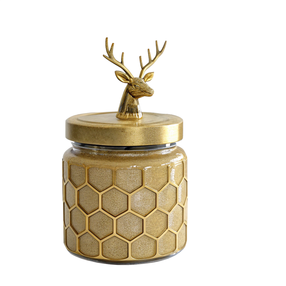GOLD small ceramic jar with a lid isolated on transparent background png