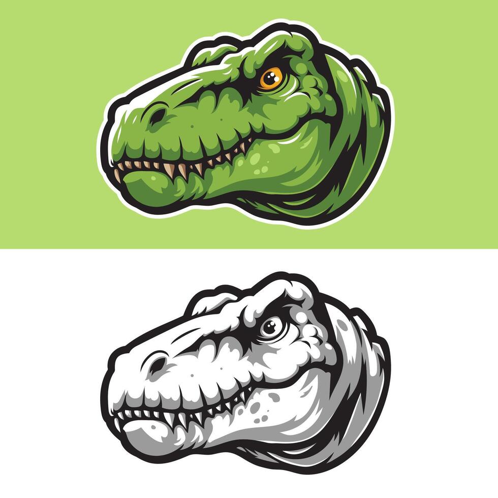 Dinosaur Mascot Logo in Colored and Black White vector