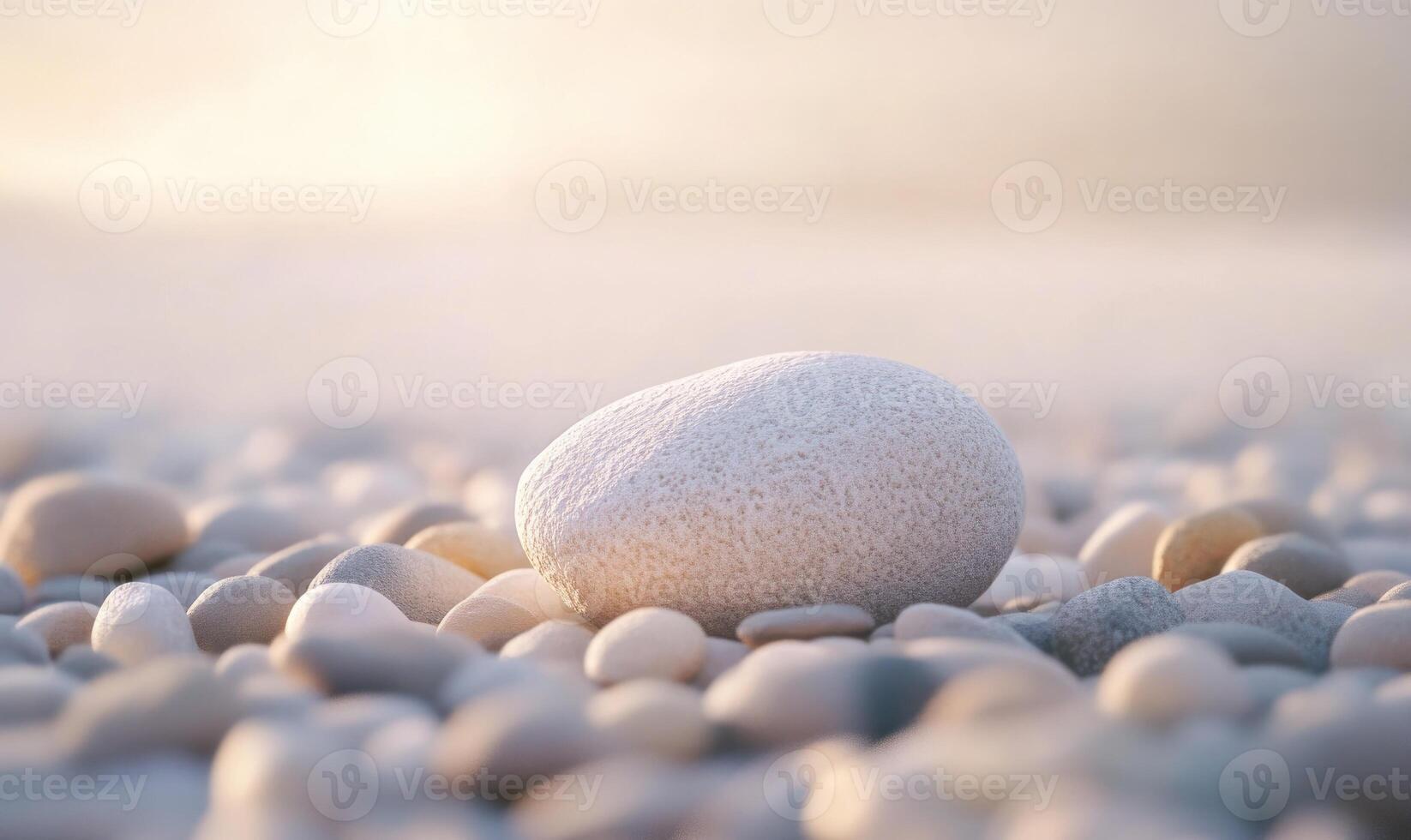 A white rock is on top of a pile of rocks photo