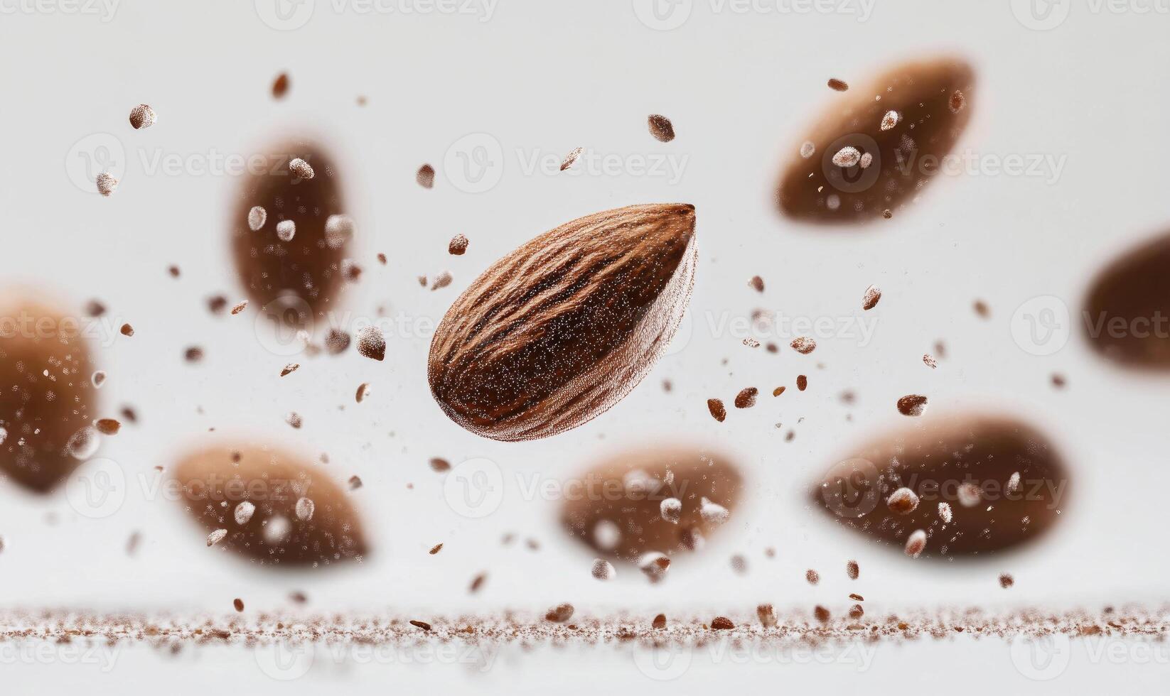 A nut is flying through the air with other nuts photo