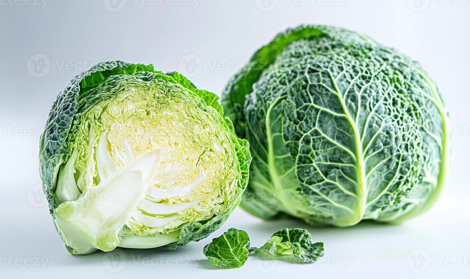 A head of cabbage with a piece cut off photo
