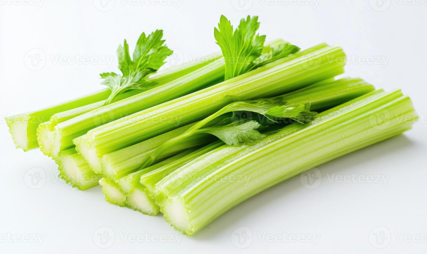 A bunch of celery with a bunch of parsley on top photo