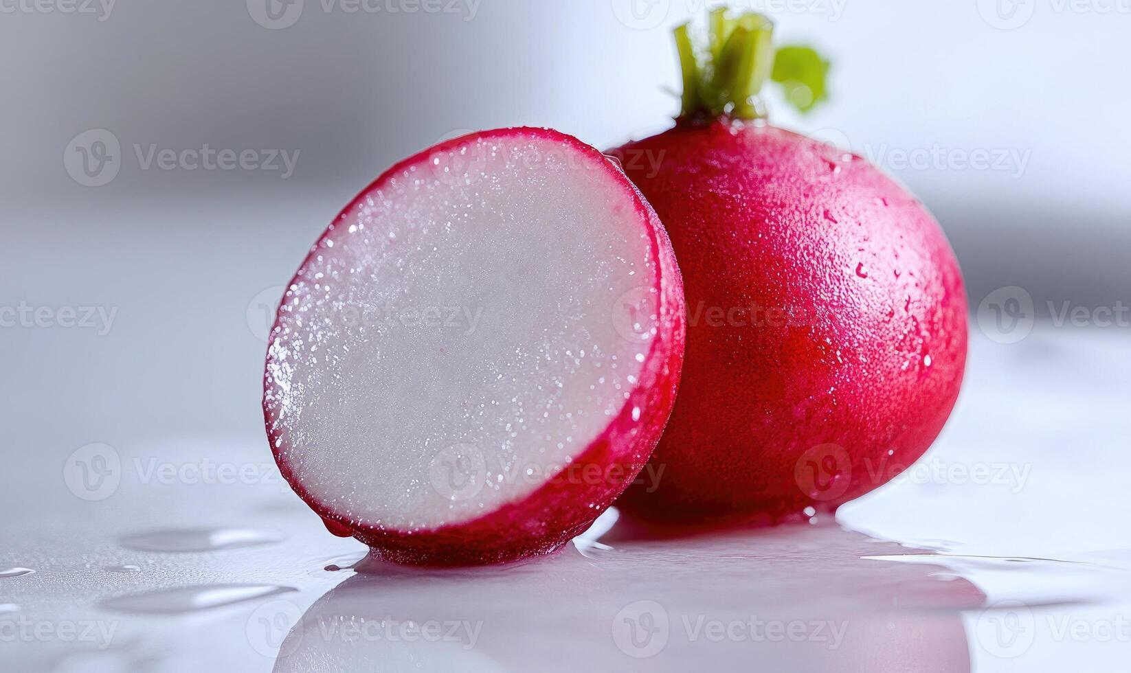 A red radish with a white center photo
