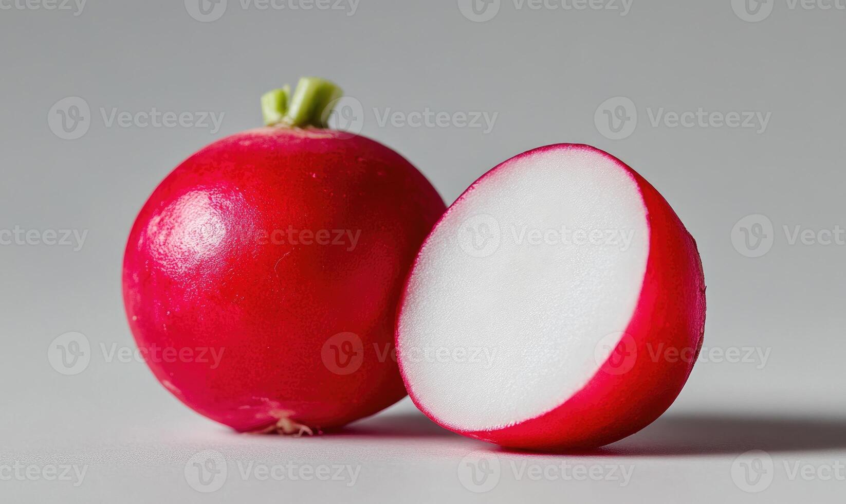 A red radish with a white spot in the middle photo