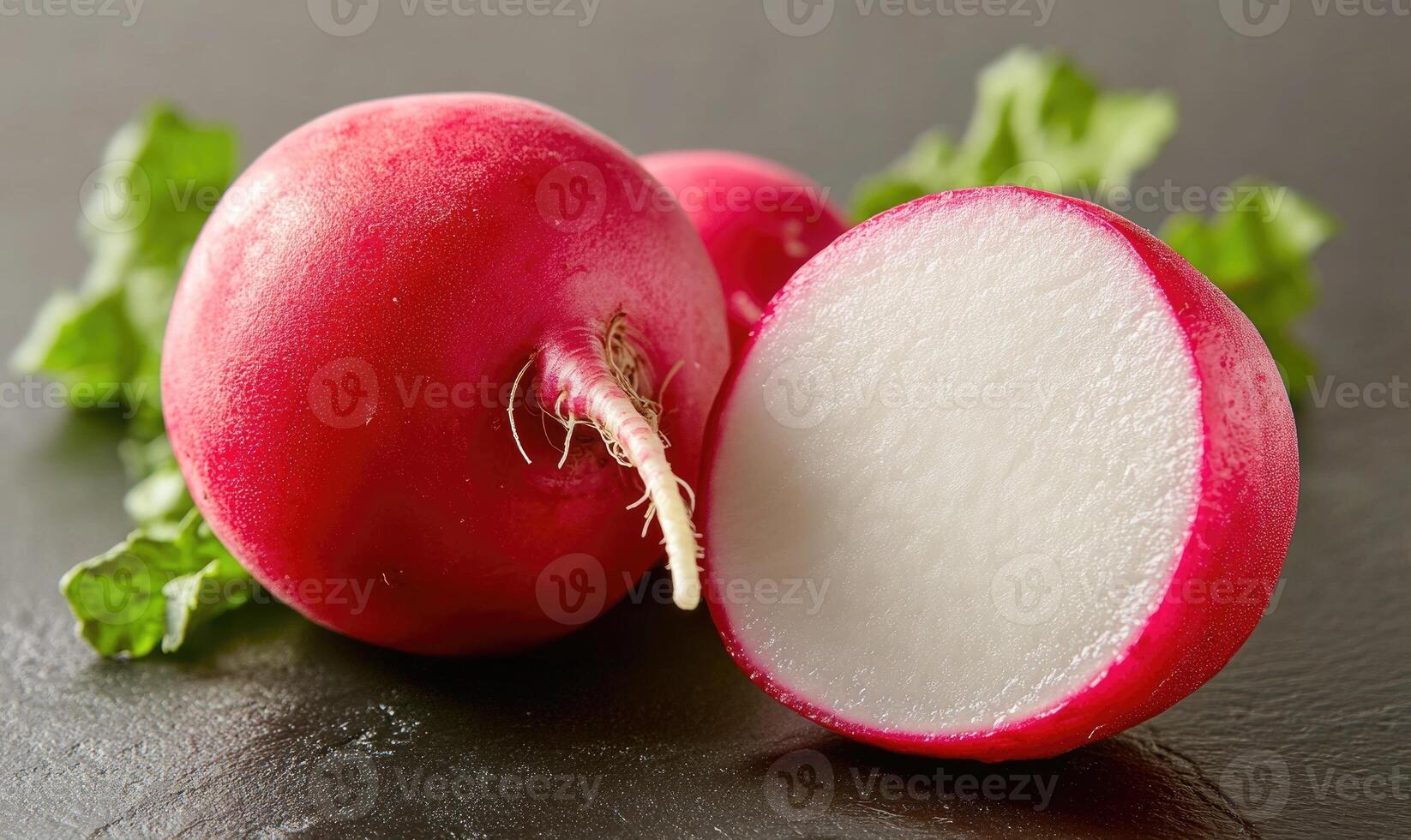 A red radish with a white core photo